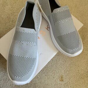 Danskin Stretch Gray Slip-Ons w/ Crystals - New